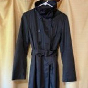 Belted Rain Coat with Funnel Neck